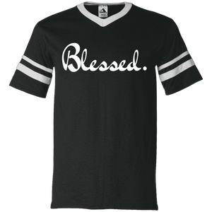Blessed (in white) V-Neck Sleeve Stripe Jersey