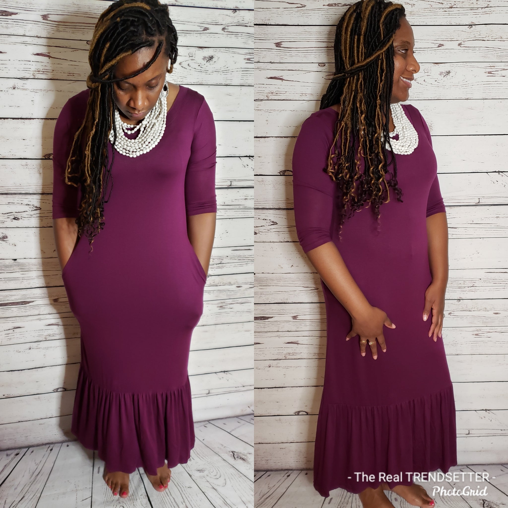 Bottom Ruffle Dress (Plum)