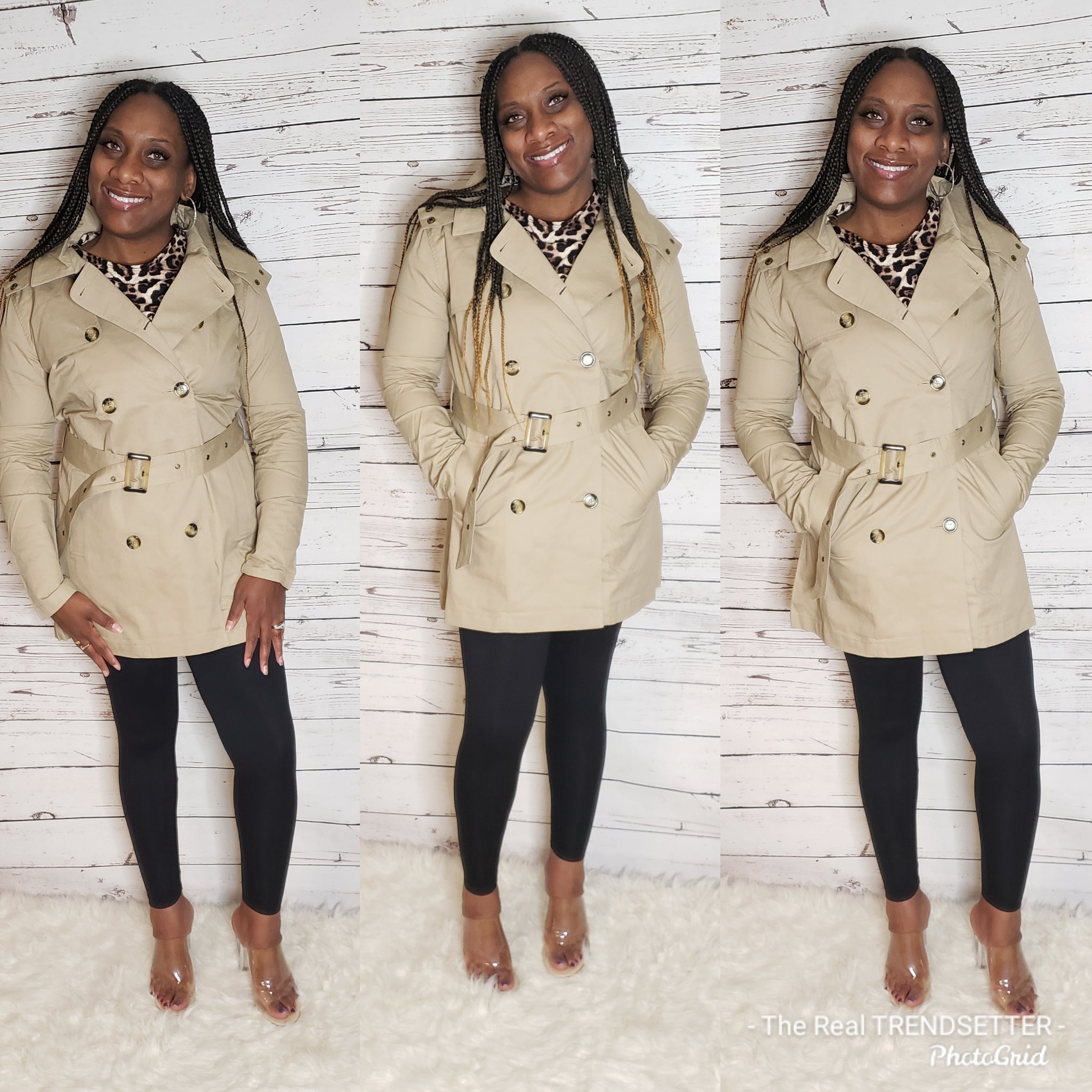 Khaki Short Trench Coat
