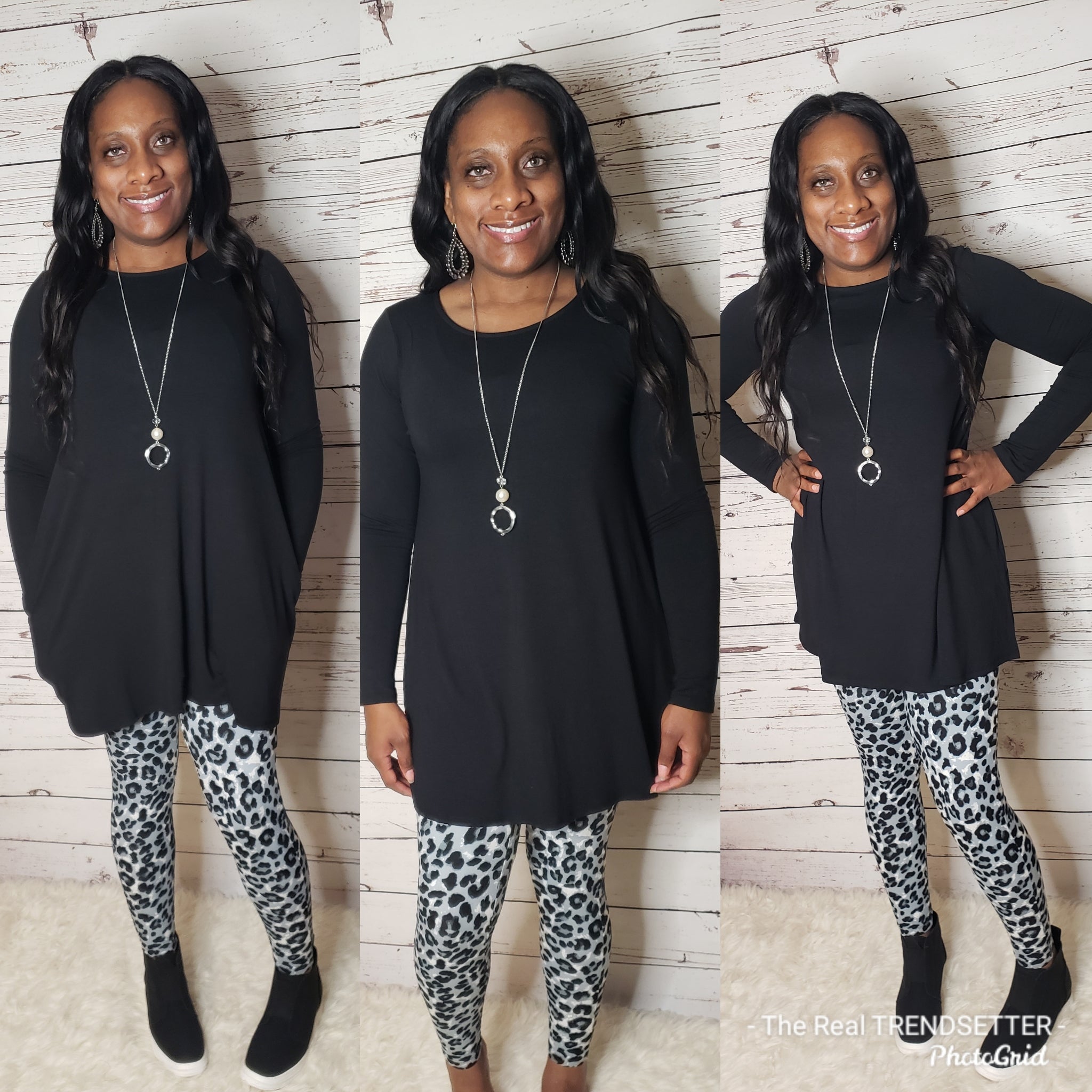 Black/Grey Leopard Legging Set