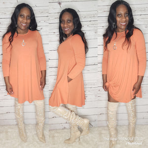 I Am Cute Dress (Round Neck - Ash Copper - Regular & Plus Size)