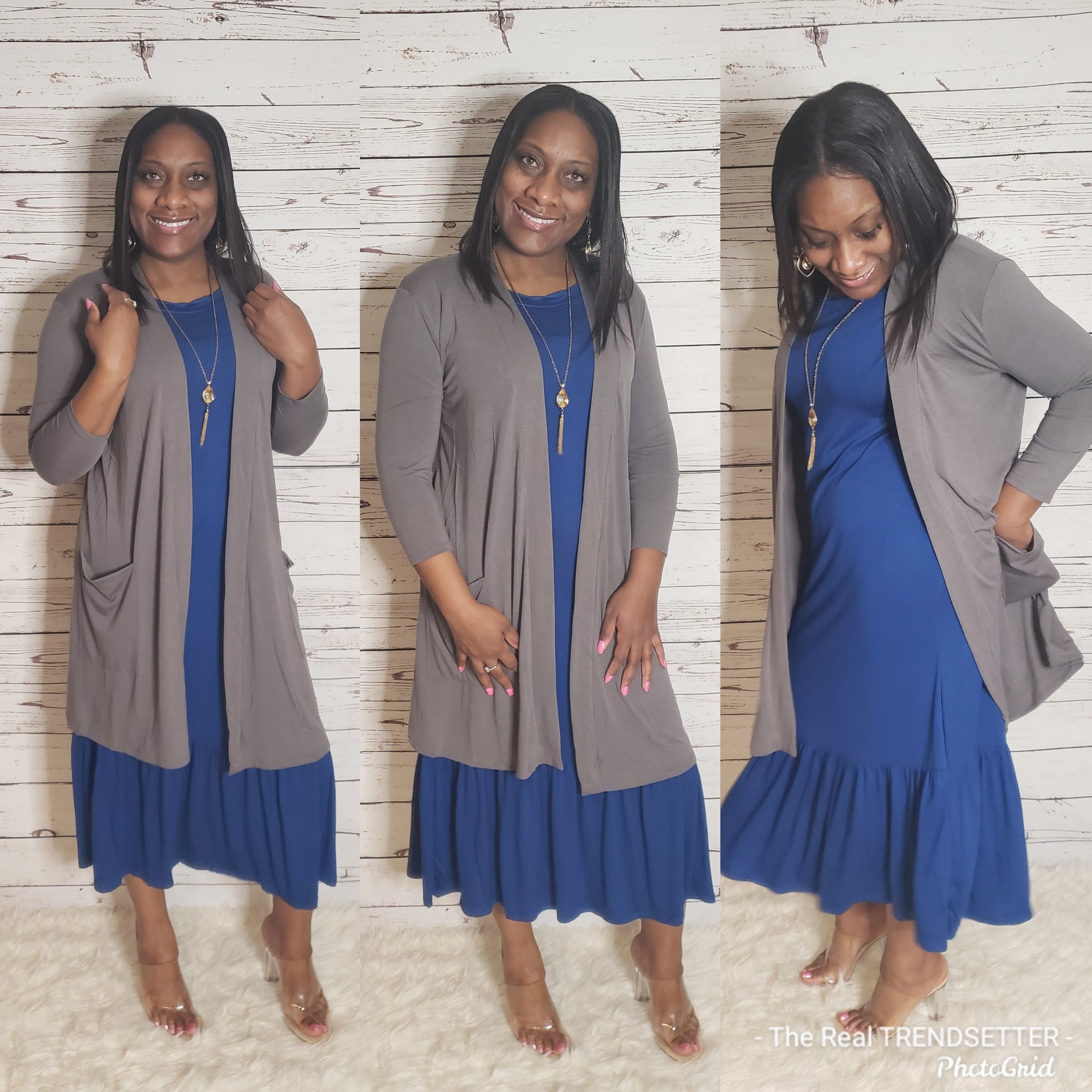 3/4 Sleeve Cardigan with Pockets (Mid Grey) !ON SALE!