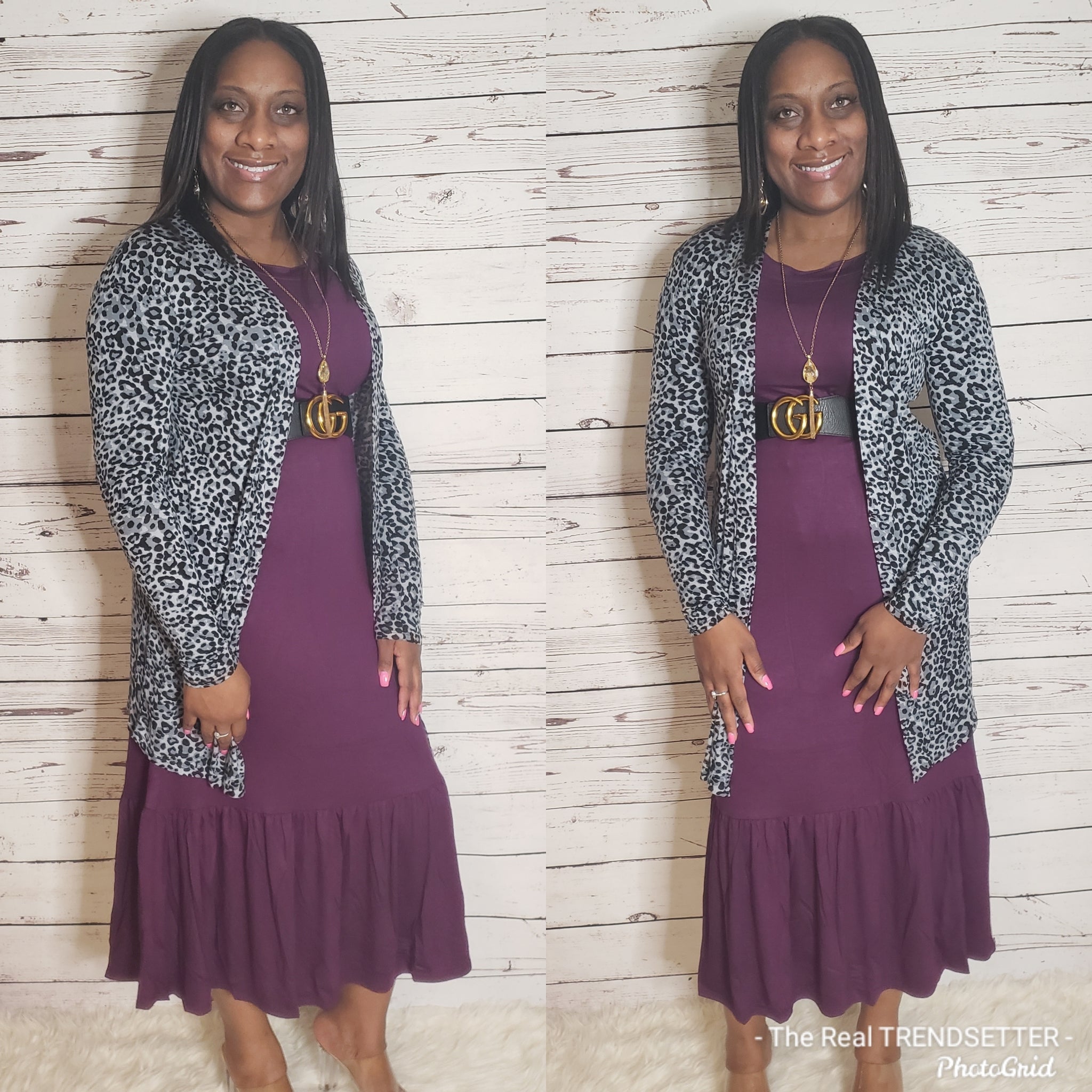 Leopard Cardigan (Grey)