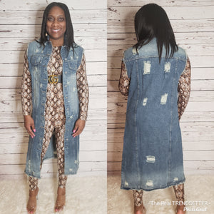 Plus Size Long Denim Duster !ON SALE!