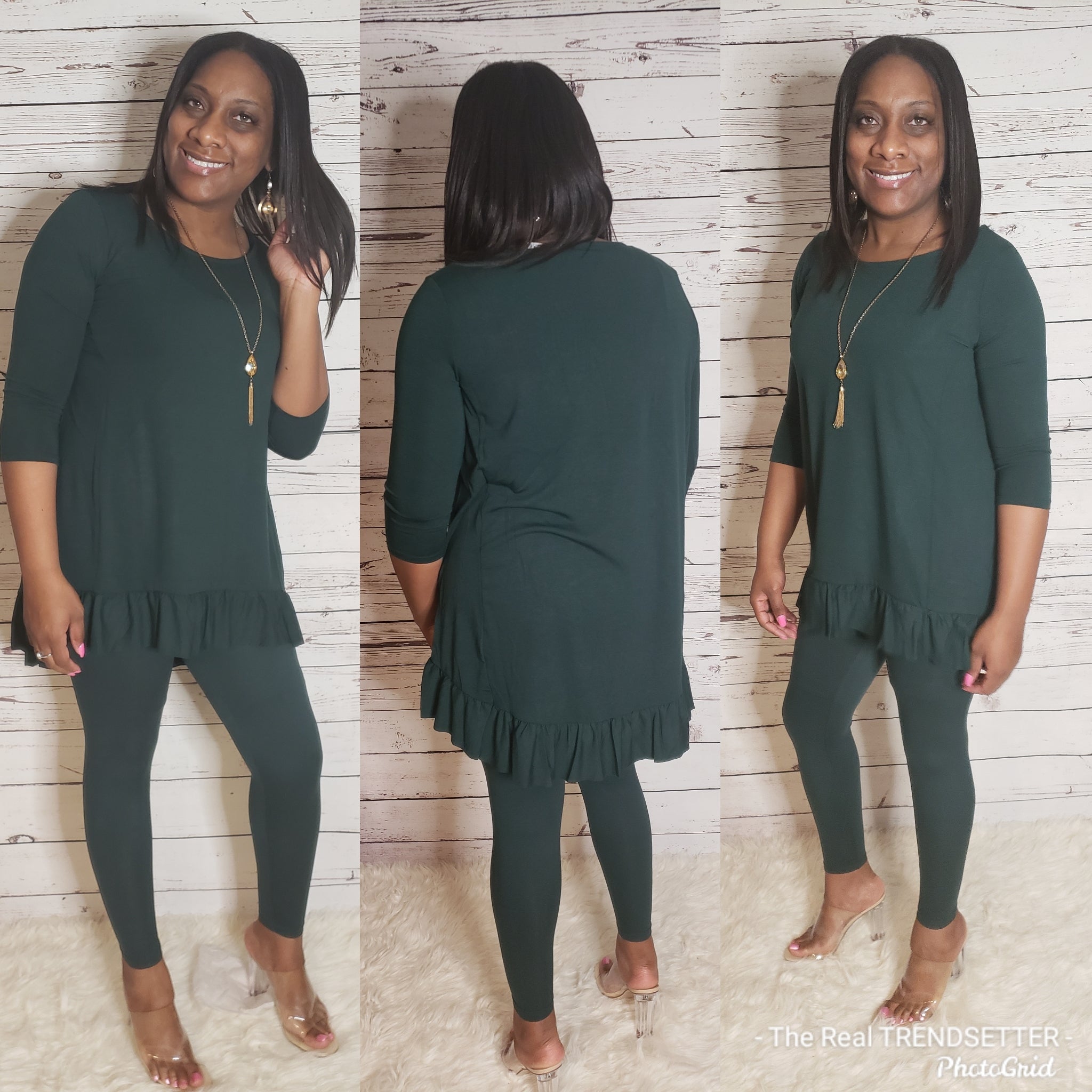 Bottom Ruffle Set (Hunter Green - Regular & Plus) !ON SALE!