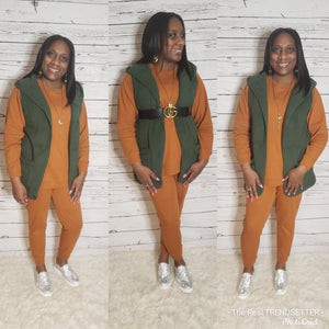 Hooded Fur Vest (Army Green) !ON SALE!