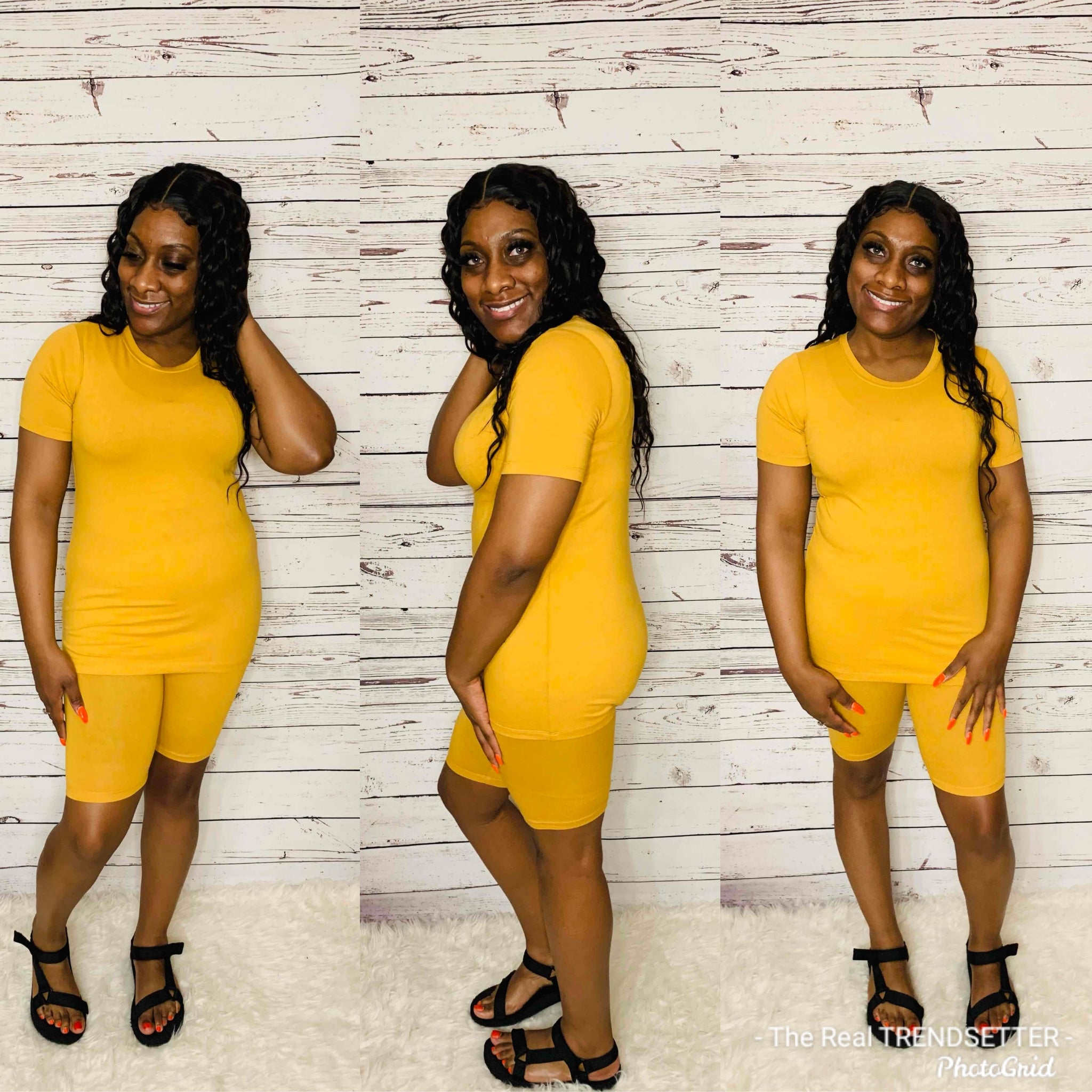 Golden Mustard Biker Shorts Set