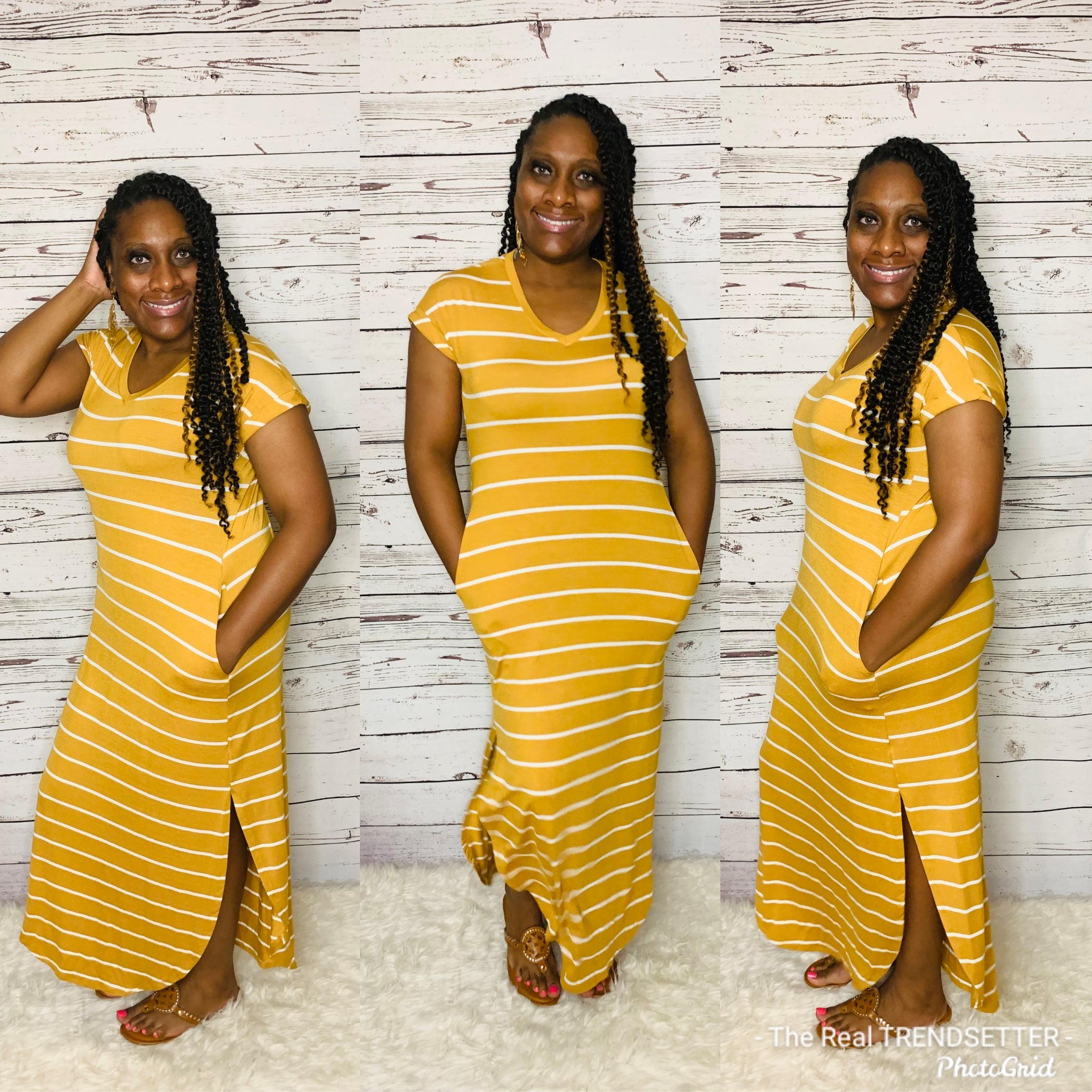 Golden Mustard Striped Dress (DO NOT SIZE DOWN)