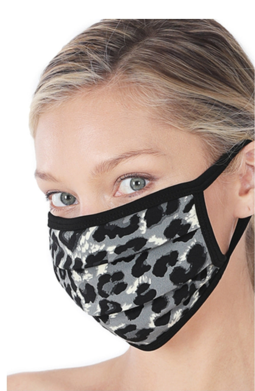 Grey Leopard Cotton Mask