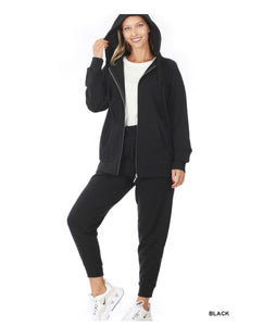 Zippered Jogger with Hood (Black - Plus Size)