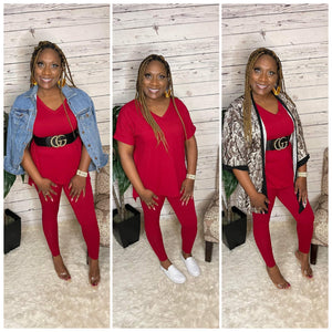 On The Go Set (Burgundy - Regular & Plus Size)